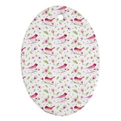 Watercolor Birds Magnolia Spring Pattern Oval Ornament (two Sides) by EDDArt