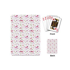 Watercolor Birds Magnolia Spring Pattern Playing Cards (mini)  by EDDArt