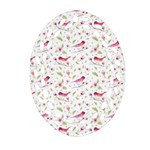 Watercolor Birds Magnolia Spring Pattern Ornament (Oval Filigree) Front