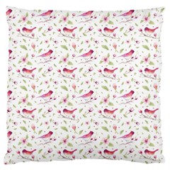 Watercolor Birds Magnolia Spring Pattern Standard Flano Cushion Case (one Side) by EDDArt