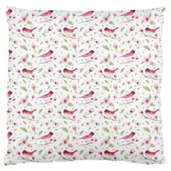 Watercolor Birds Magnolia Spring Pattern Standard Flano Cushion Case (two Sides)
