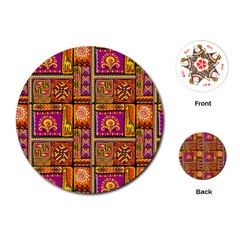 Traditional Africa Border Wallpaper Pattern Colored 3 Playing Cards (round)  by EDDArt