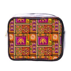 Traditional Africa Border Wallpaper Pattern Colored 3 Mini Toiletries Bags by EDDArt