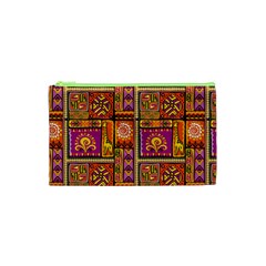 Traditional Africa Border Wallpaper Pattern Colored 3 Cosmetic Bag (xs) by EDDArt