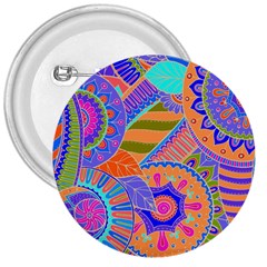 Pop Art Paisley Flowers Ornaments Multicolored 3 3  Buttons by EDDArt