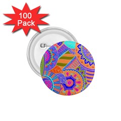 Pop Art Paisley Flowers Ornaments Multicolored 3 1 75  Buttons (100 Pack) 