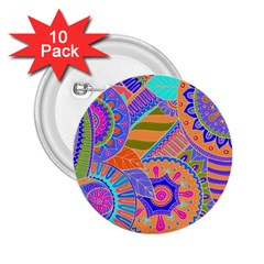 Pop Art Paisley Flowers Ornaments Multicolored 3 2 25  Buttons (10 Pack)  by EDDArt