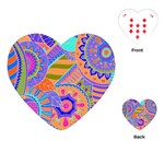 Pop Art Paisley Flowers Ornaments Multicolored 3 Playing Cards (Heart)  Front