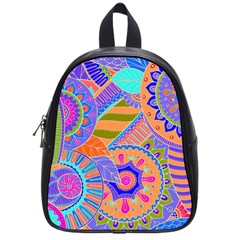 Pop Art Paisley Flowers Ornaments Multicolored 3 School Bag (small) by EDDArt