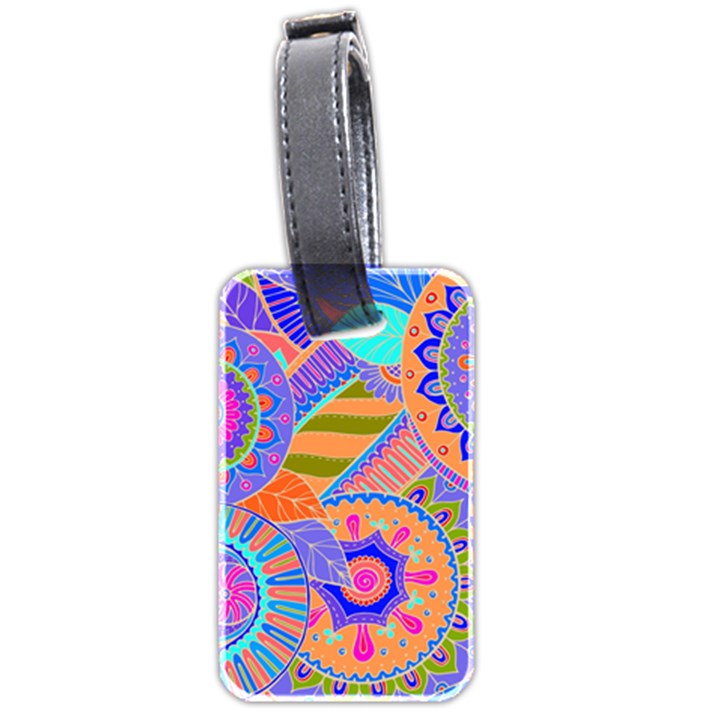 Pop Art Paisley Flowers Ornaments Multicolored 3 Luggage Tags (Two Sides)