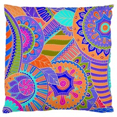 Pop Art Paisley Flowers Ornaments Multicolored 3 Large Cushion Case (one Side) by EDDArt