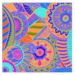 Pop Art Paisley Flowers Ornaments Multicolored 3 Large Satin Scarf (square)