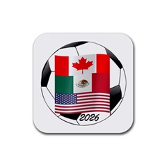 United Football Championship Hosting 2026 Soccer Ball Logo Canada Mexico Usa Rubber Square Coaster (4 Pack)  by yoursparklingshop
