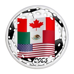 United Football Championship Hosting 2026 Soccer Ball Logo Canada Mexico Usa Round Filigree Ornament (two Sides) by yoursparklingshop