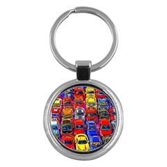 Colorful Toy Racing Cars Key Chains (Round) 