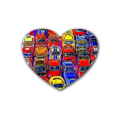 Colorful Toy Racing Cars Heart Coaster (4 Pack)  by FunnyCow