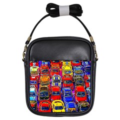 Colorful Toy Racing Cars Girls Sling Bags