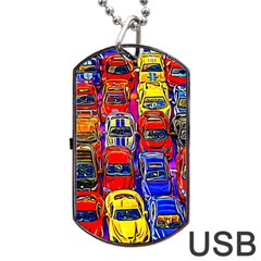 Colorful Toy Racing Cars Dog Tag USB Flash (One Side)