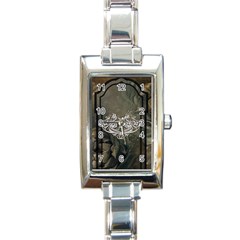 Wonderful Decorative Dragon On Vintage Background Rectangle Italian Charm Watch