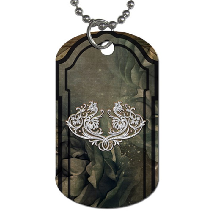 Wonderful Decorative Dragon On Vintage Background Dog Tag (Two Sides)