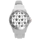 Owls And Pentacles Round Plastic Sport Watch (L) Front