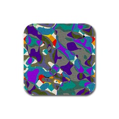 Blue purple shapes                                      Rubber Square Coaster (4 pack