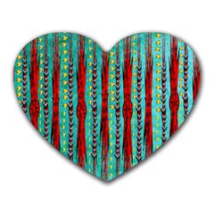 Bluegreen Background Red And Orange Seamless Design Created By Flipstylez Designs Heart Mousepads by flipstylezfashionsLLC