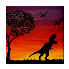 Sunset Dinosaur Scene Face Towel