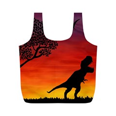 Sunset Dinosaur Scene Full Print Recycle Bags (m)  by IIPhotographyAndDesigns