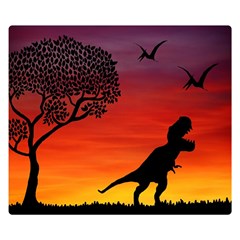 Sunset Dinosaur Scene Double Sided Flano Blanket (small)  by IIPhotographyAndDesigns