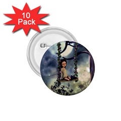 Cute Little Fairy With Kitten On A Swing 1 75  Buttons (10 Pack) by FantasyWorld7