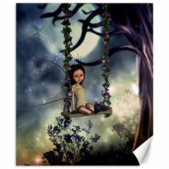 Cute Little Fairy With Kitten On A Swing Canvas 8  X 10  by FantasyWorld7