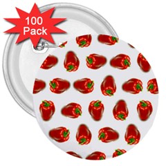 Red Peppers Pattern 3  Buttons (100 Pack)  by SuperPatterns