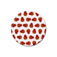 Red Peppers Pattern Rubber Coaster (round)  by SuperPatterns