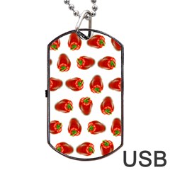 Red Peppers Pattern Dog Tag Usb Flash (two Sides) by SuperPatterns