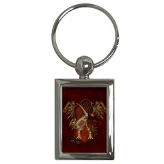 Awesome T Rex Skeleton, Vintage Background Key Chains (rectangle)  by FantasyWorld7