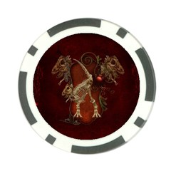 Awesome T Rex Skeleton, Vintage Background Poker Chip Card Guard by FantasyWorld7