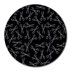 Scissors Pattern Round Mousepads by Valentinaart