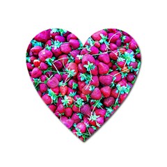 Pile Of Red Strawberries Heart Magnet by FunnyCow