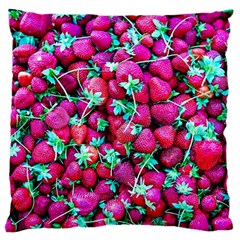 Pile Of Red Strawberries Large Flano Cushion Case (one Side) by FunnyCow