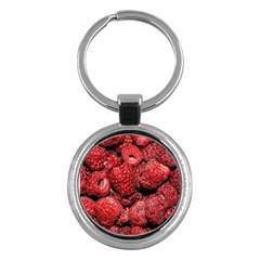Red Raspberries Key Chains (round)  by FunnyCow