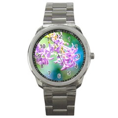 Beautiful Pink Lilac Flowers Sport Metal Watch by FunnyCow