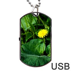 Yellow Dandelion Flowers In Spring Dog Tag Usb Flash (one Side) by FunnyCow