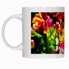 Colorful Tulips On A Sunny Day White Mugs by FunnyCow