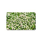 Green Field Of White Daisy Flowers Magnet (Name Card) Front