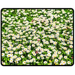 Green Field Of White Daisy Flowers Double Sided Fleece Blanket (medium)  by FunnyCow