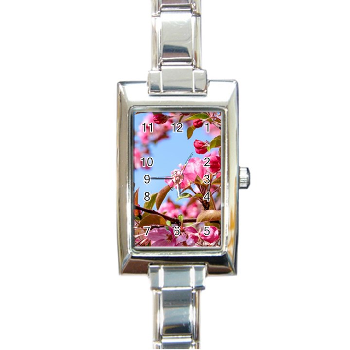 Crab Apple Blossoms Rectangle Italian Charm Watch