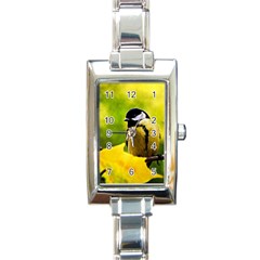 Tomtit Bird Dressed To The Season Rectangle Italian Charm Watch by FunnyCow