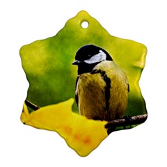 Tomtit Bird Dressed To The Season Snowflake Ornament (two Sides) by FunnyCow