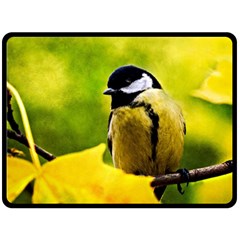 Tomtit Bird Dressed To The Season Double Sided Fleece Blanket (large)  by FunnyCow